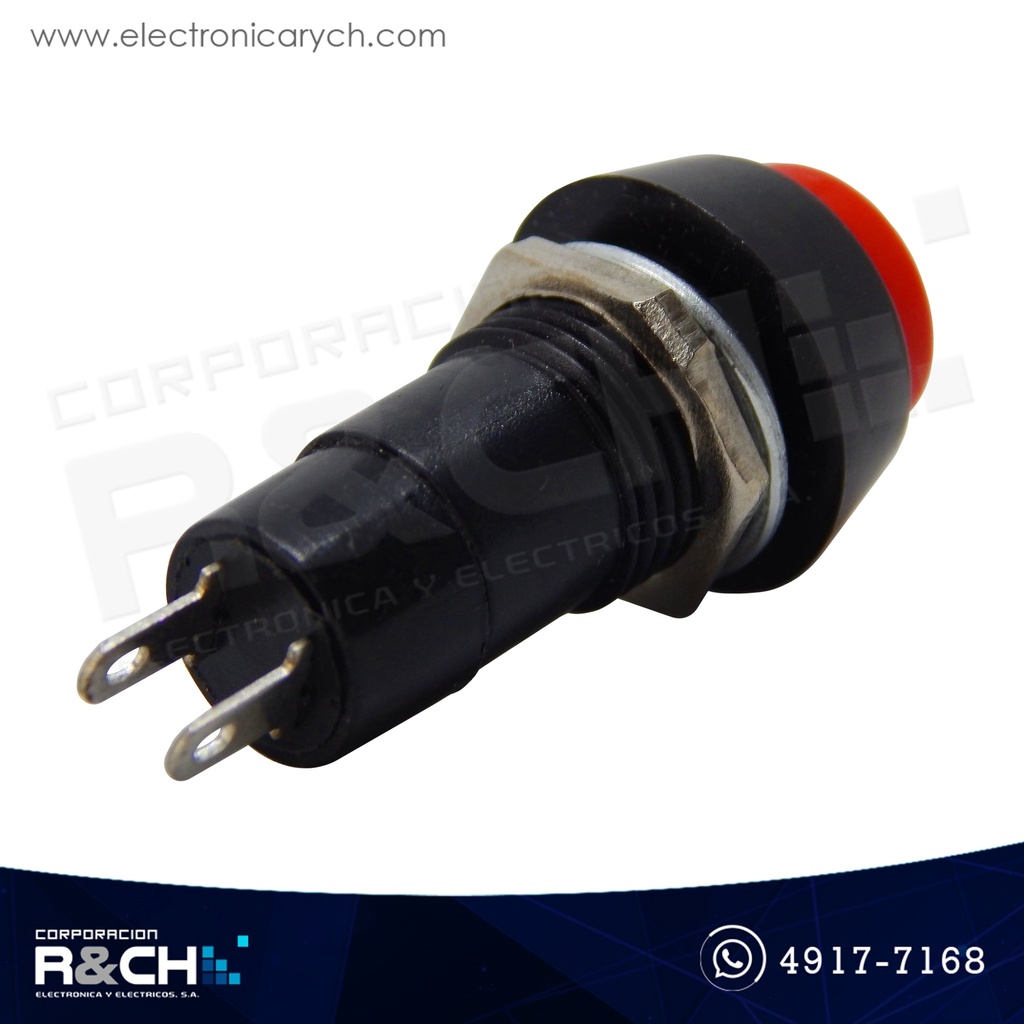 SW-P12R Pulsador Normalmente abierto 12mm rojo redondo