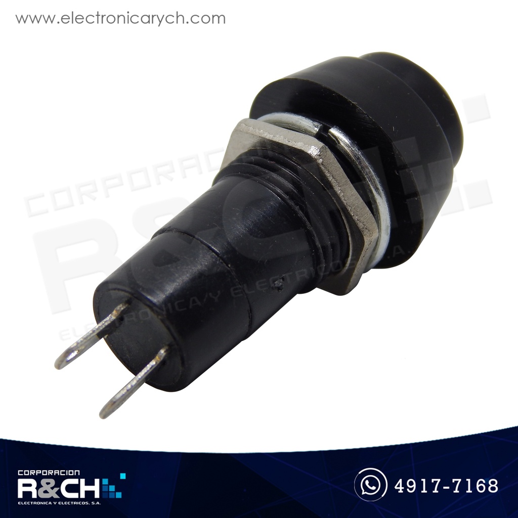 SW-P12B Pulsador Normalmente abierto 12mm negro redondo