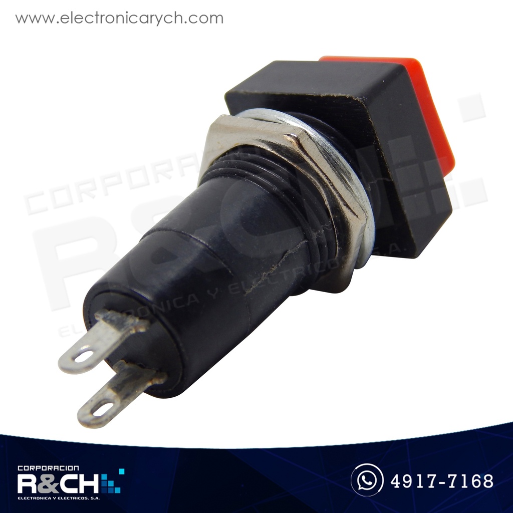 SW-P11R Pulsador Normalmente abierto 12mm rojo cuadrado