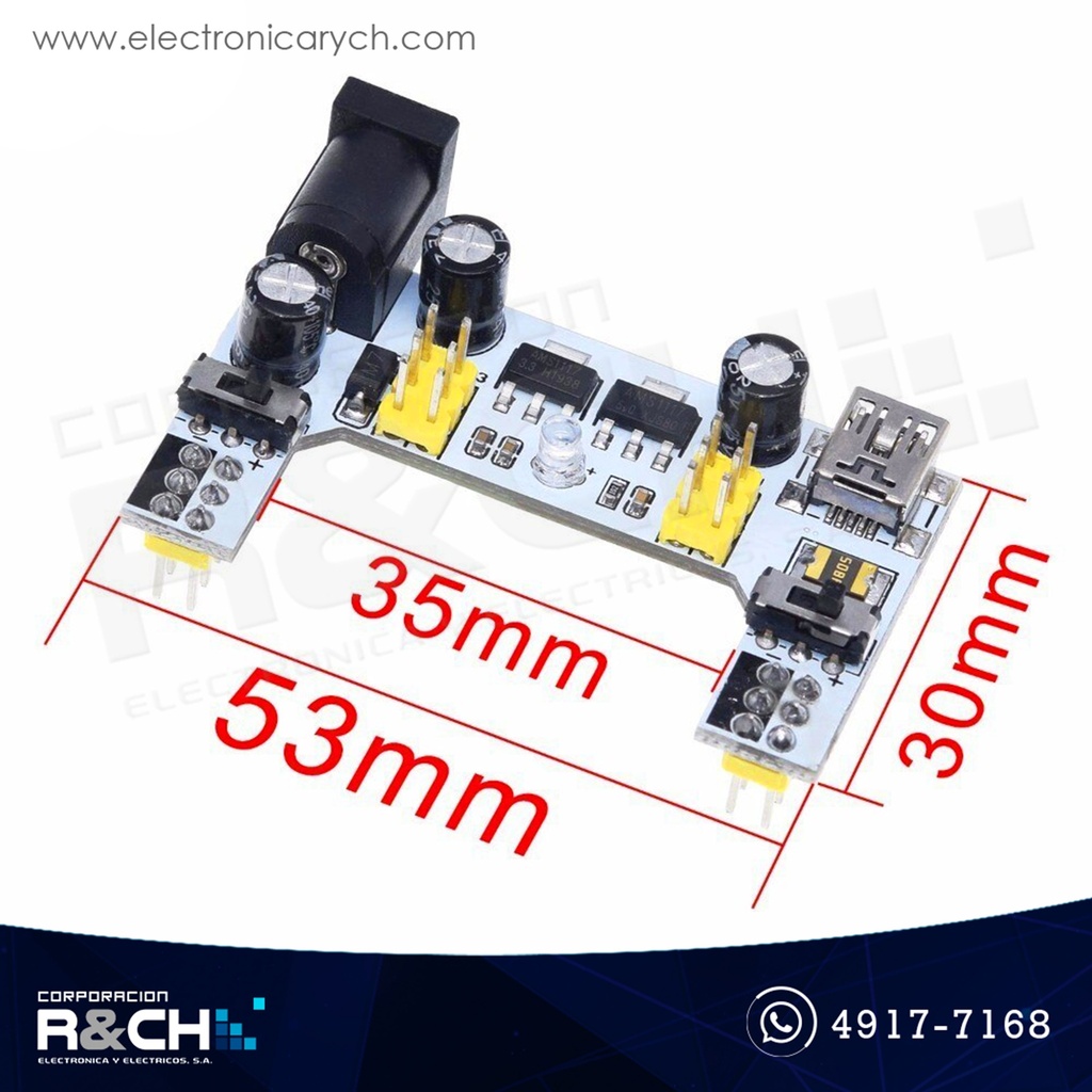 MD-MB102-3 Módulo fuente regulada para protoboard Vi=3.5-12V Vo=.3.3-5V max 700mA