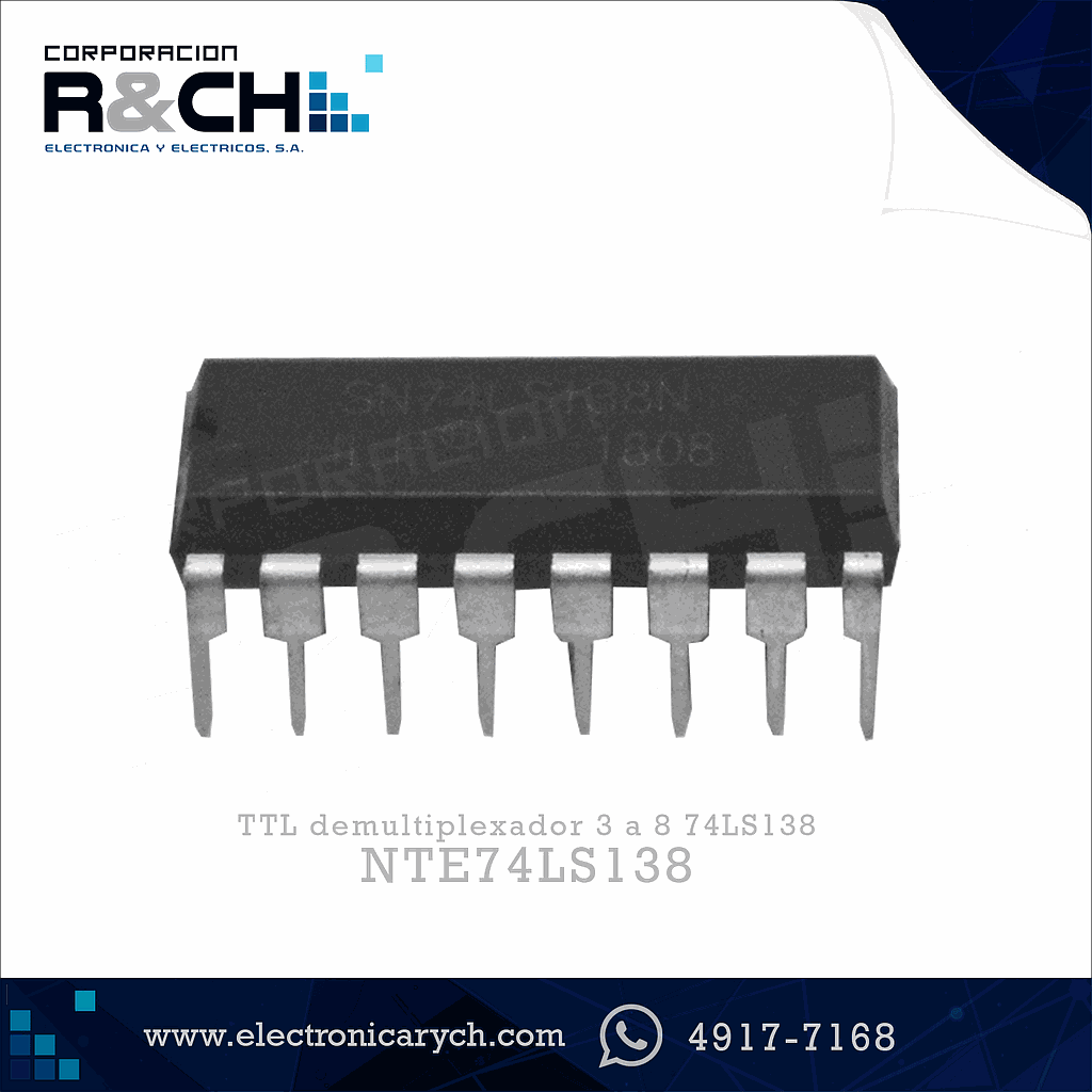 NTE74LS138 TTL Demultiplexador 3 a 8 74LS138