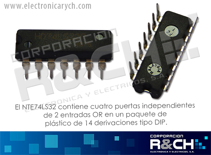 NTE7432 TTL quad 2 input pos OR 74LS32