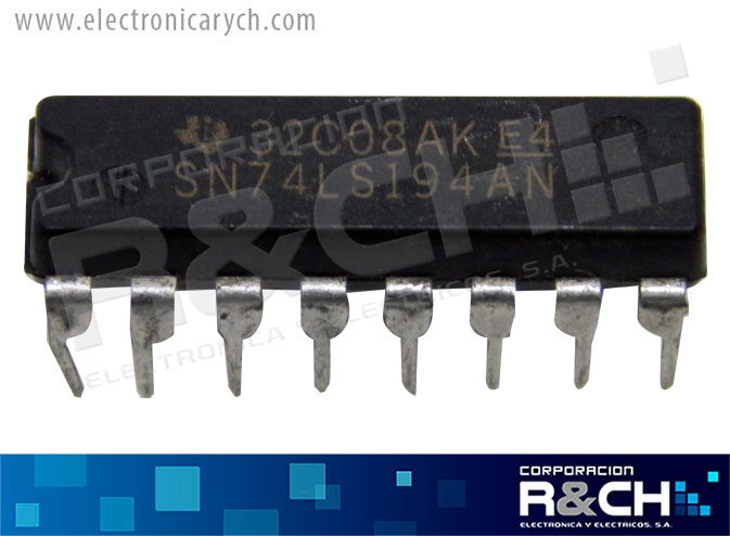 NTE74LS194 TTL shift registro 4-bit bidireccional, 16-pin 74LS194