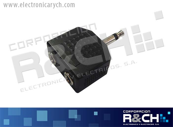 AD-013 adaptador jack 3.5x2 plug 3.5 mono