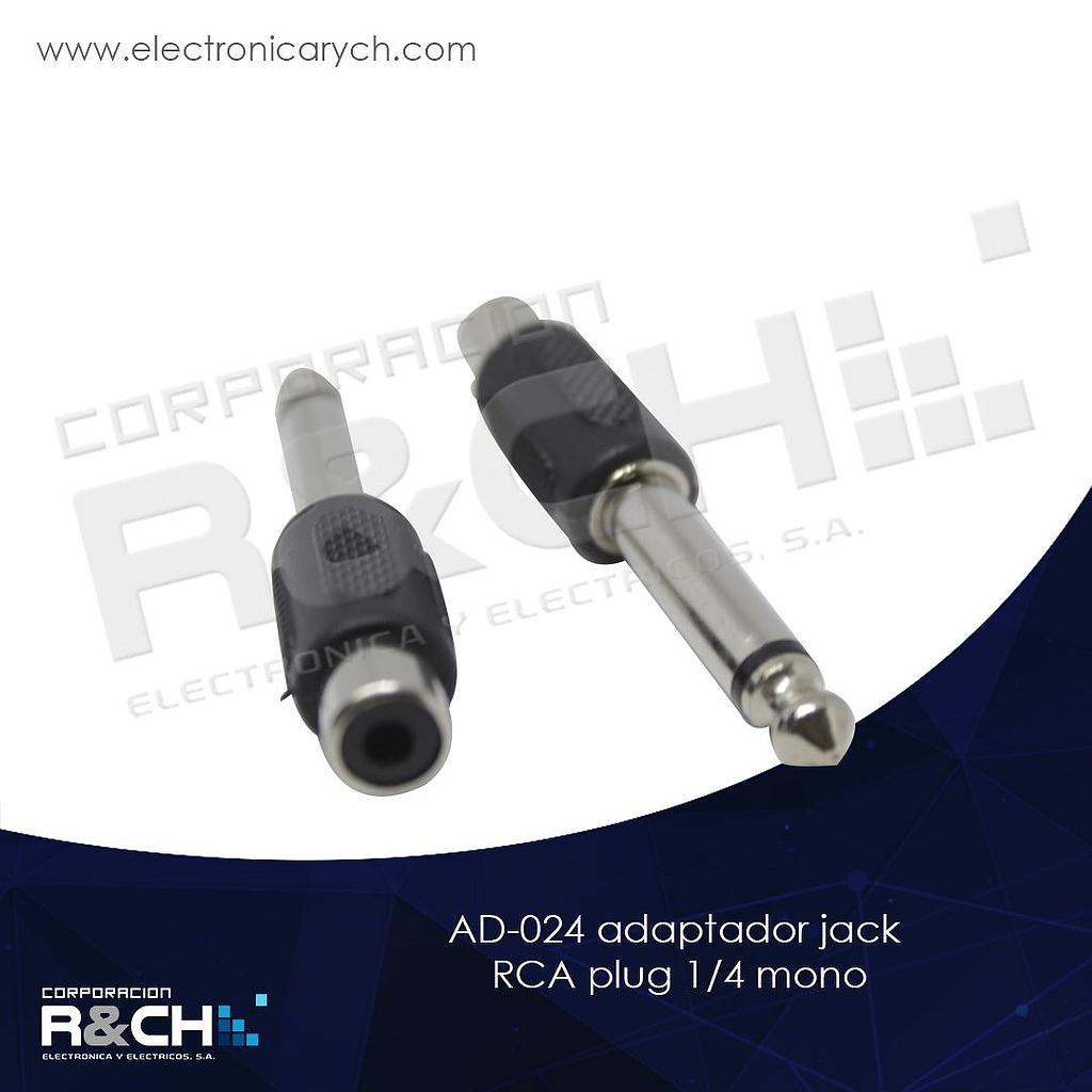 AD-024 adaptador jack RCA plug 1/4 mono P-222