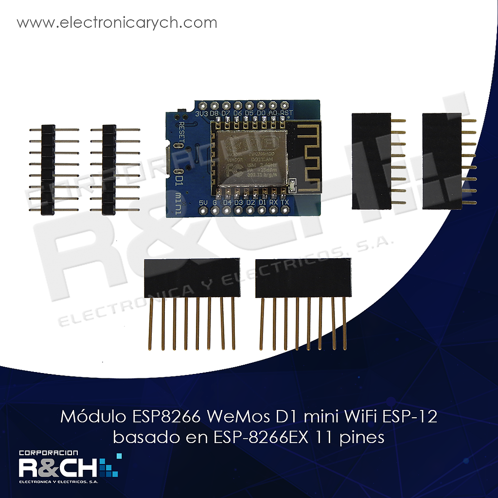 MD-ESP-12 Módulo ESP8266 WeMos D1 mini WiFi ESP-12 basado en ESP-8266EX 11 pines
