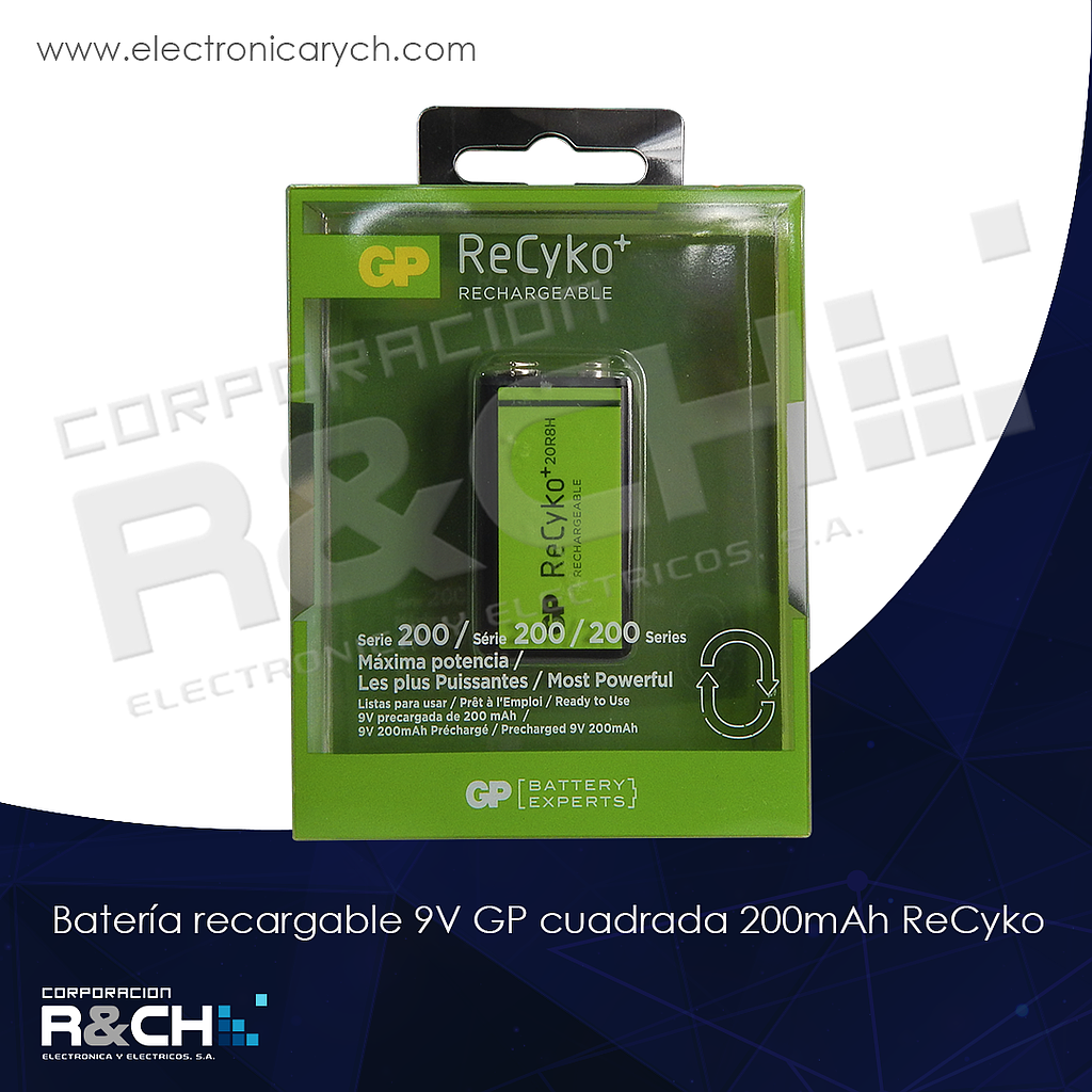 BT-17R8H bateria recargable 9V GP cuadrada 200mAh ReCyko
