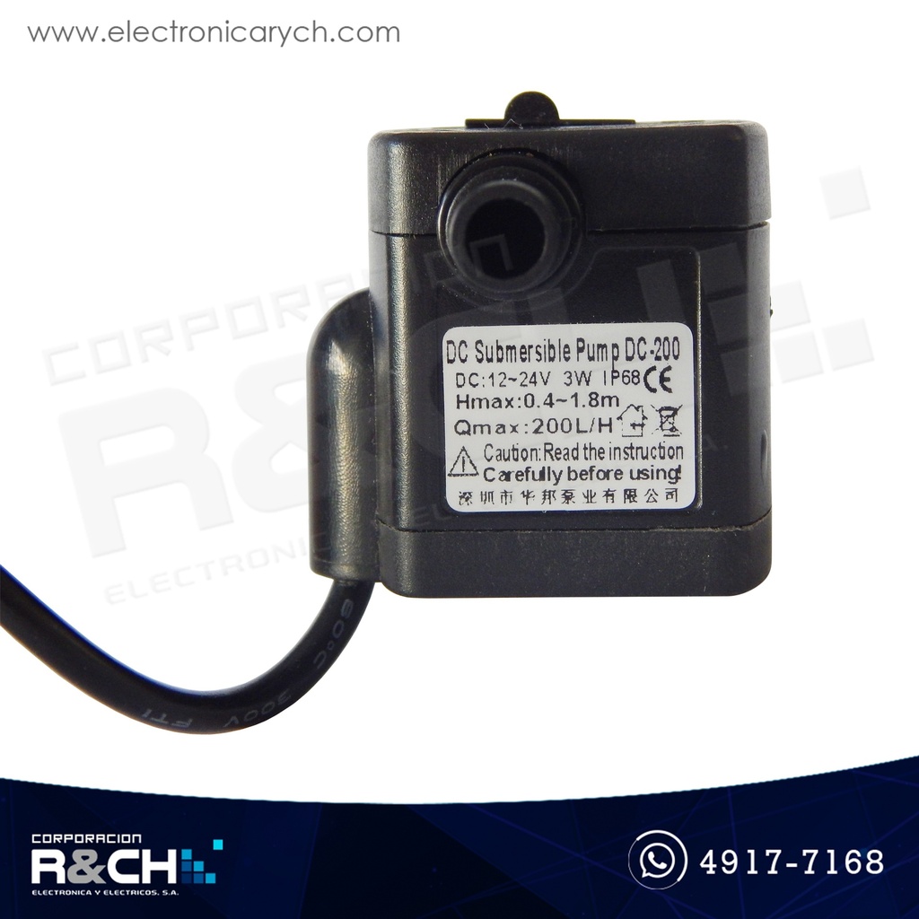 BB12 Bomba de agua 12V 240L/H 4.2W para acuario Hmax=3m