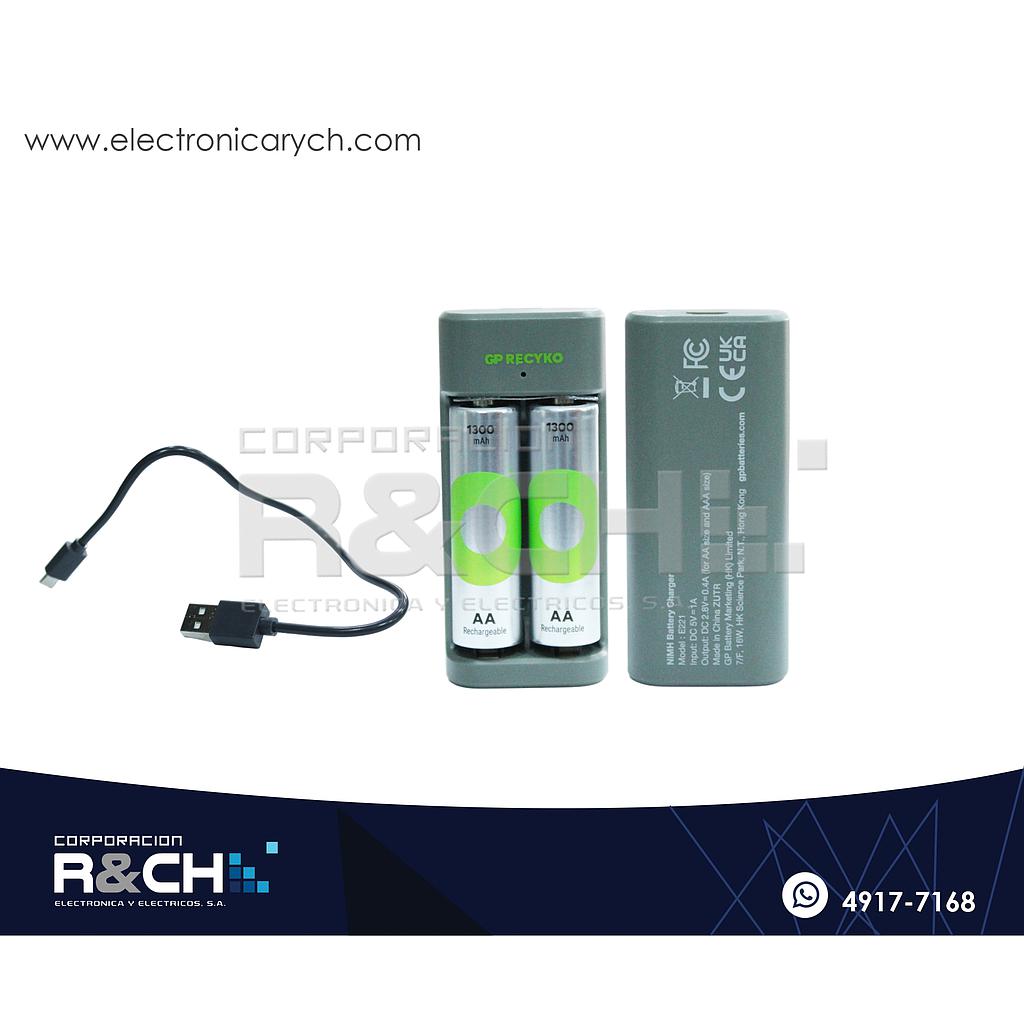 CB-211028 Cargador de Bateria incluye Baterias AA 1300mAh GP Recyko