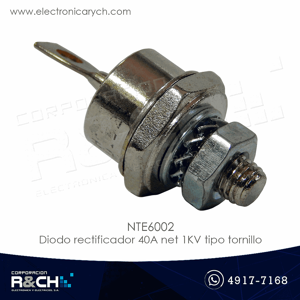 NTE6002 Diodo Rectificador 40A net 1KV tipo tornillo