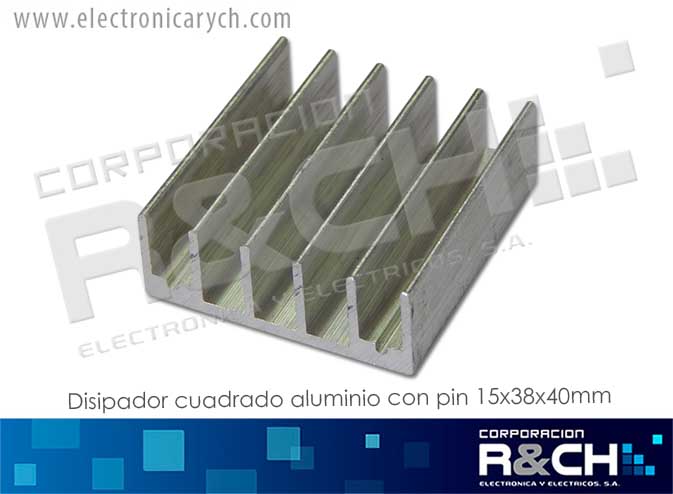 DS-TO2204A disipador cuadrado aluminio con pin 15x38x40mm