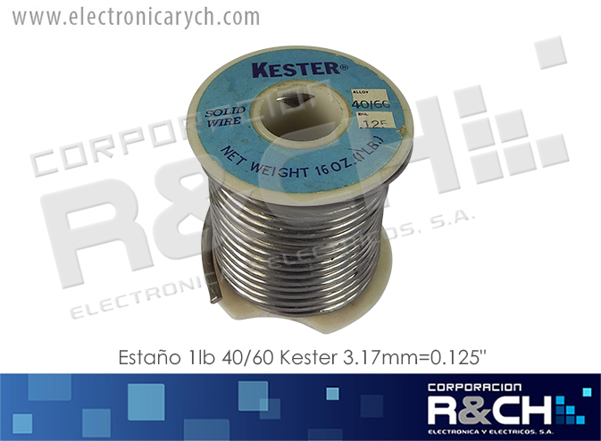 ST-1LB3.18 estaño 1lb 40/60 Kester 3.17mm=0.125"