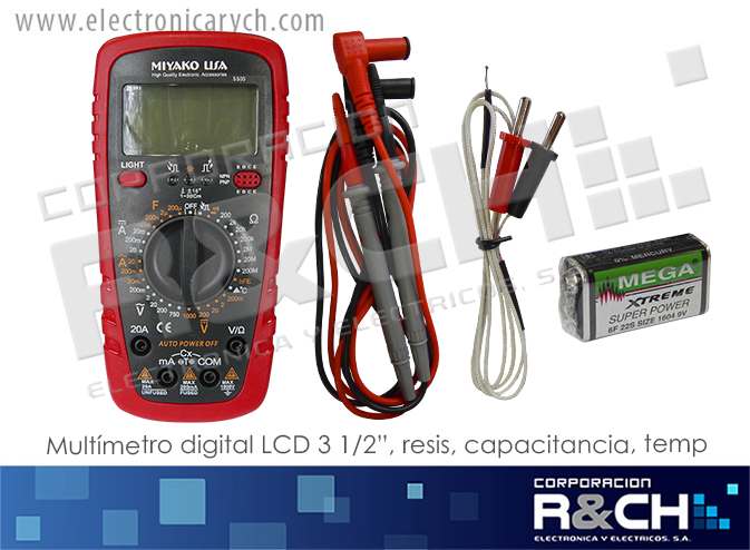 MM-5505M multimetro digital LCD 3 1/2¨ mide, resis, capacitancia, temp. Miyako