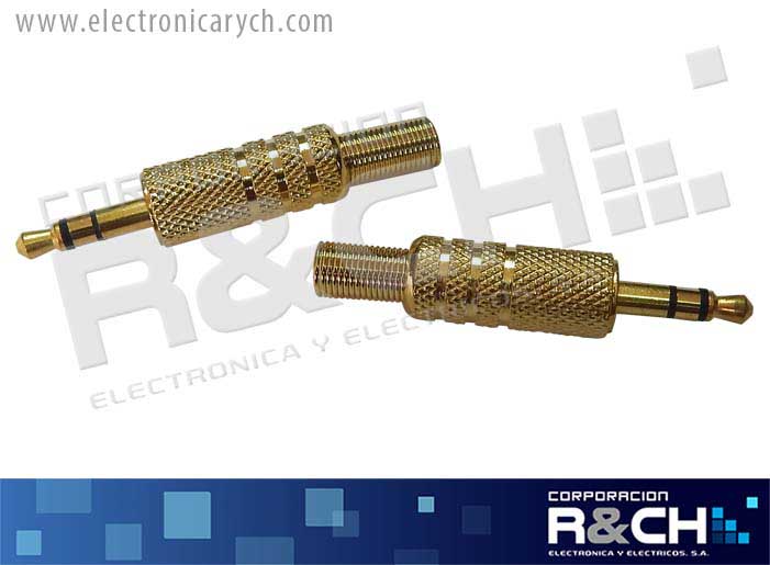 PL-001G plug stereo 3.5mm metal oro c/cola P-106AG