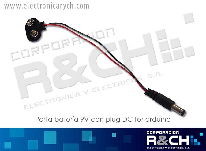 PR-PL Porta Bateria 9V con plug DC for arduino