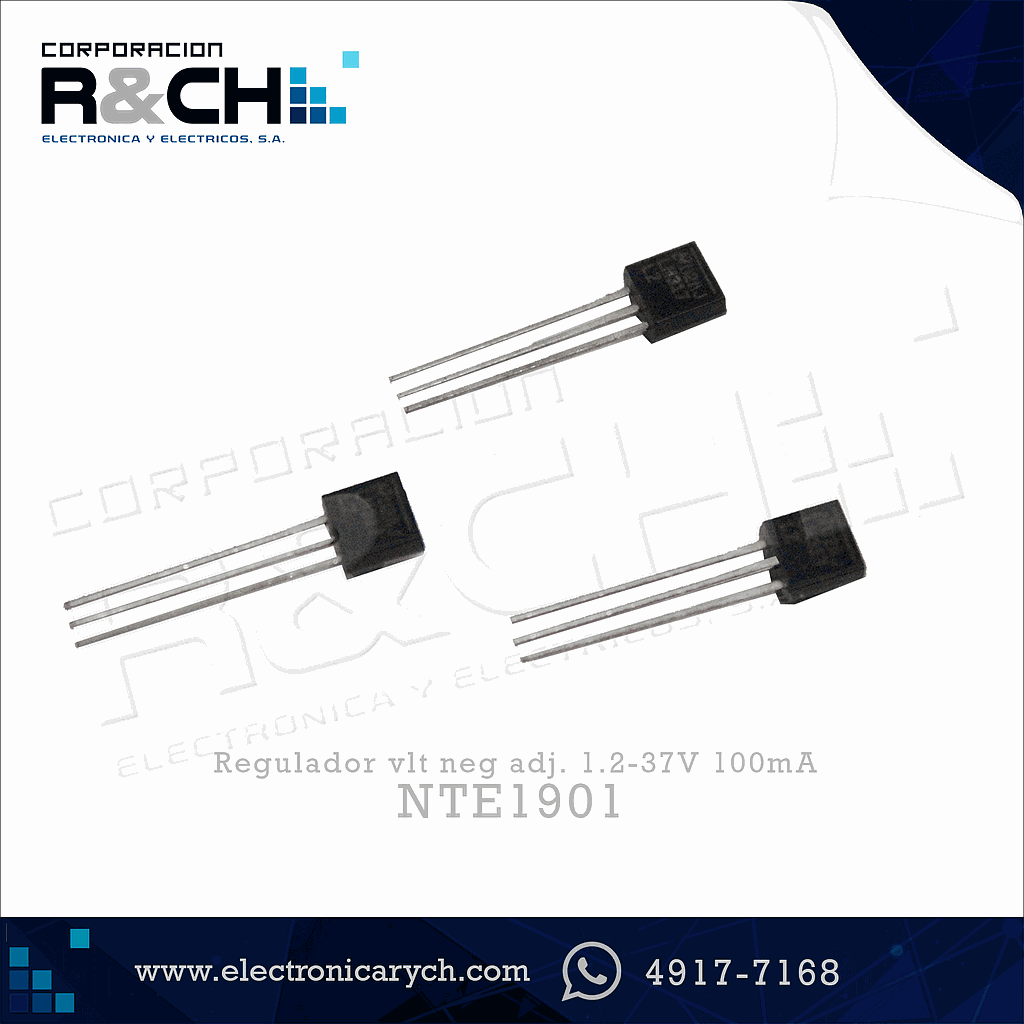NTE1901 regulador vlt neg adj. 1.2-37V 100mA