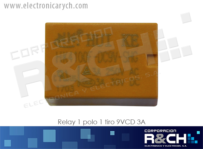 RL-DPST-9/3 Relay 2 polo 1 tiros 9VCD 3A Amarilo 6 pines