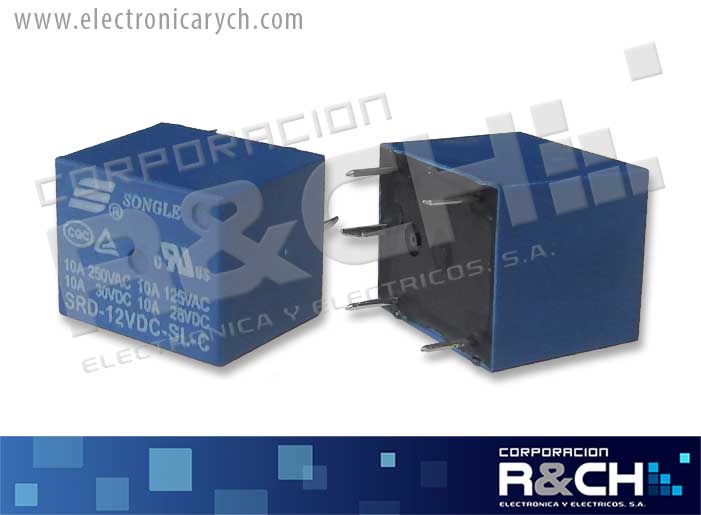 RL-5P-12/10 relay 1 polo 2 tiros 12VCD 10A