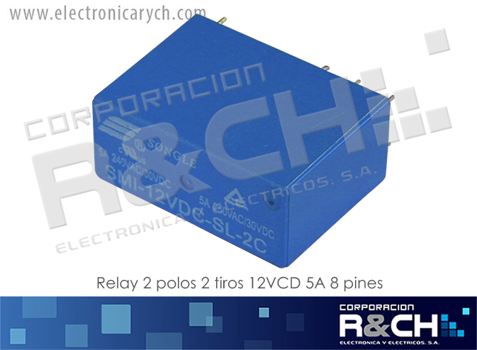 RL-8P-12/5 relay 2 polos 2 tiros 12VCD 5A 8 pines