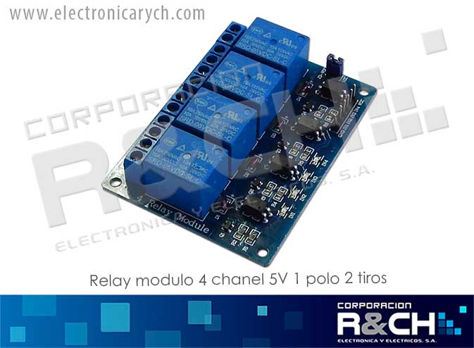 RL-4C-5/10 Relay Modulo 4 Chanel 5V 1 Polo 2 Tiros con Optoacoplador