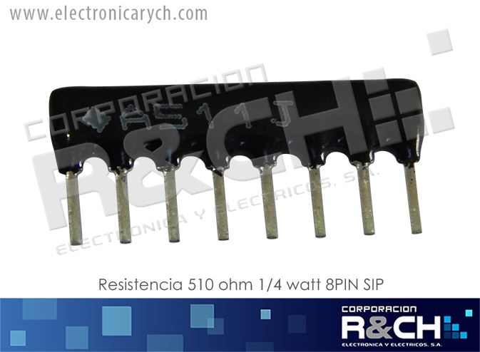 RX-510S resistencia 510 ohm 1/4 watt 8PIN SIP
