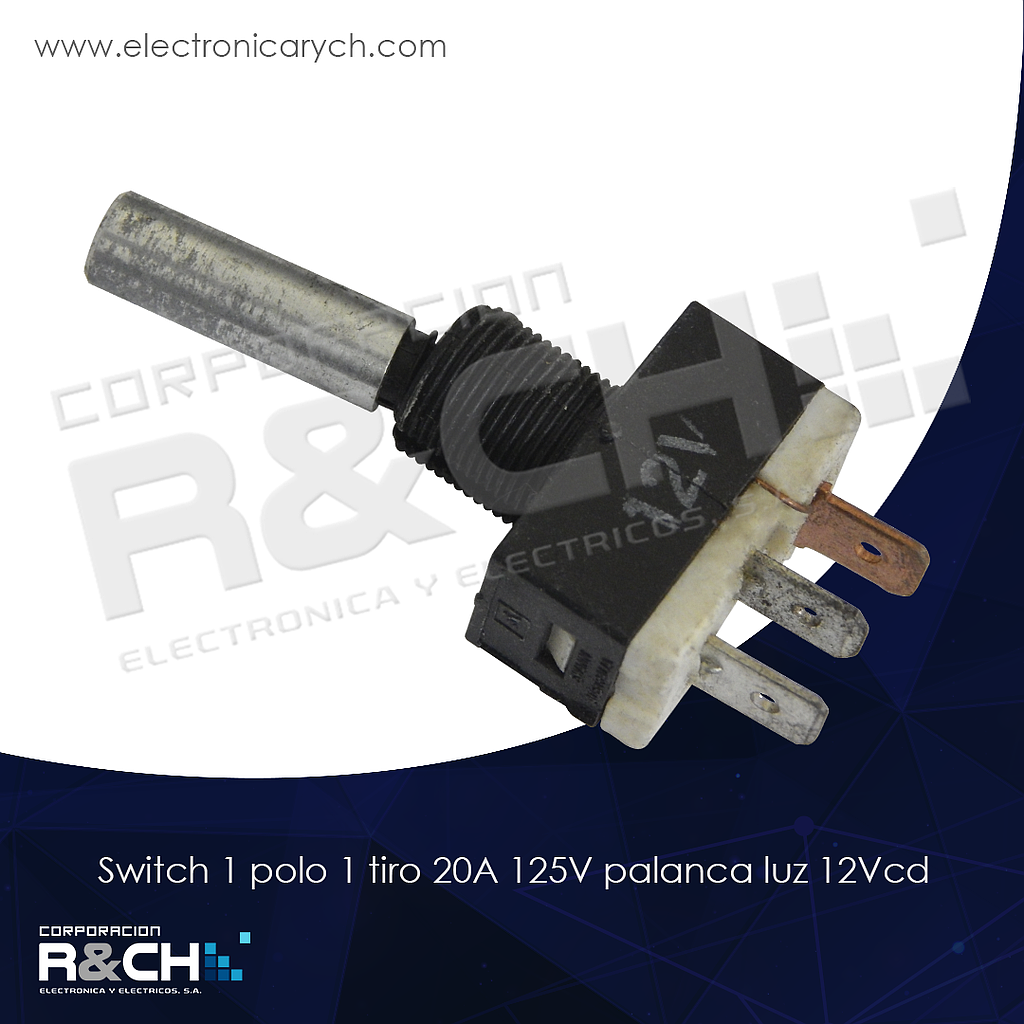 SW-475 switch 1 polo 1 tiro 20A 125V psalanza luz 12Vcd