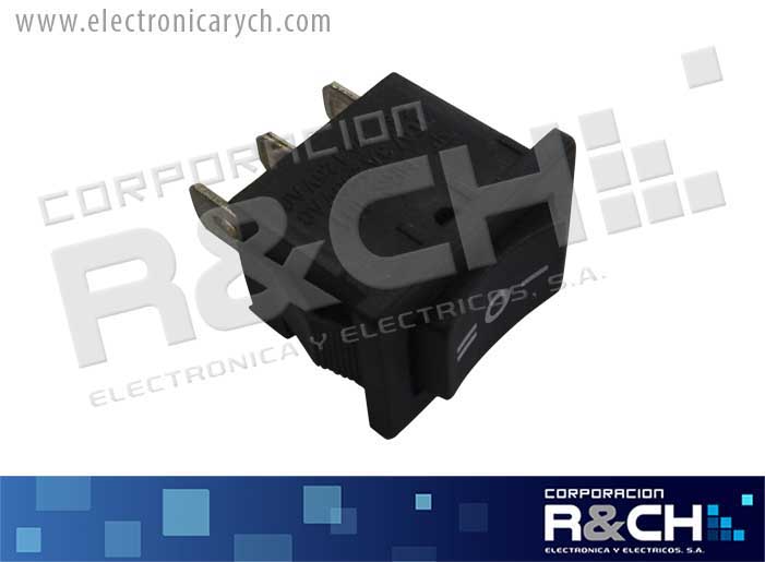 SW-1086 switch 1 polo 2 tiros 6A neg. mini. push on-off-on