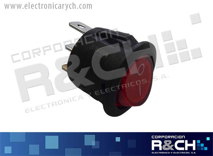 SW-NB-82 switch 1P1T redondo 6A 250V rojo con luz
