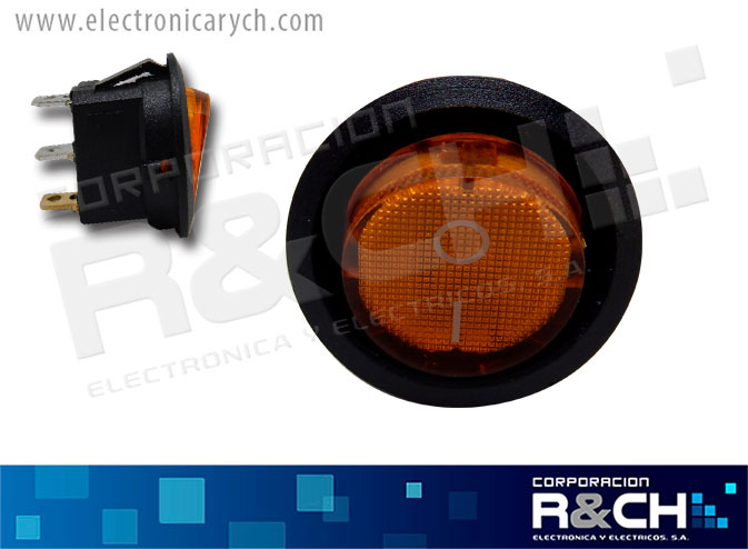SW-82Y-12V switch 1P1T redondo c/luz amarillo 20A 12VDC