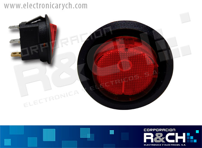 SW-82-12V switch 1P1T redondo c/luz rojo 20A 12VDC