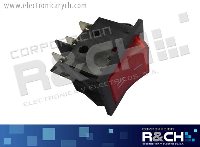SW-14720 switch 2 polo 3 tiros 20A rojo on-off-on