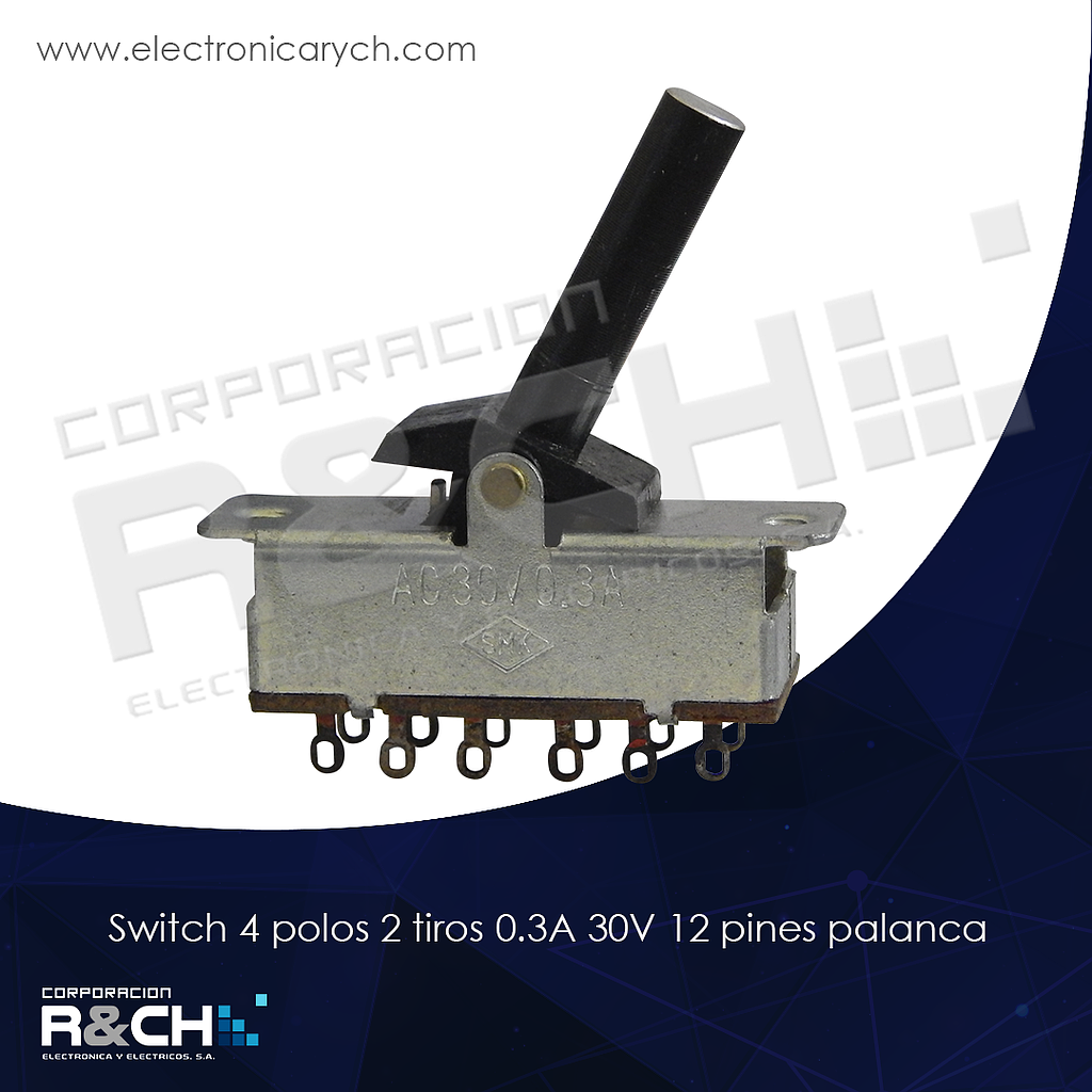 SW-SMK switch 4 polos 2 tiros 0.3A 30V 12 pines palanca