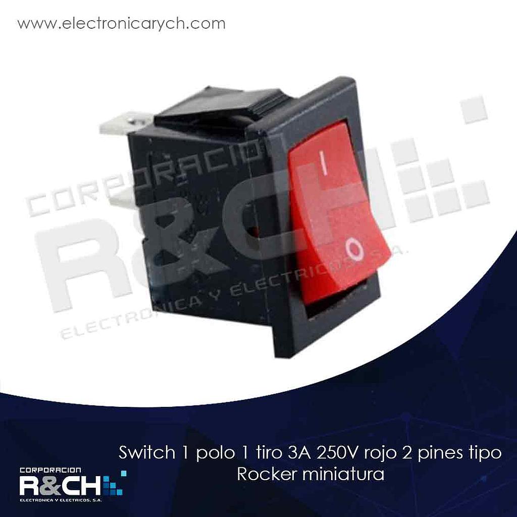 SW-87R switch 1 polo 1 tiro 3A 250V rojo 2 pines tipo Rocker miniatura