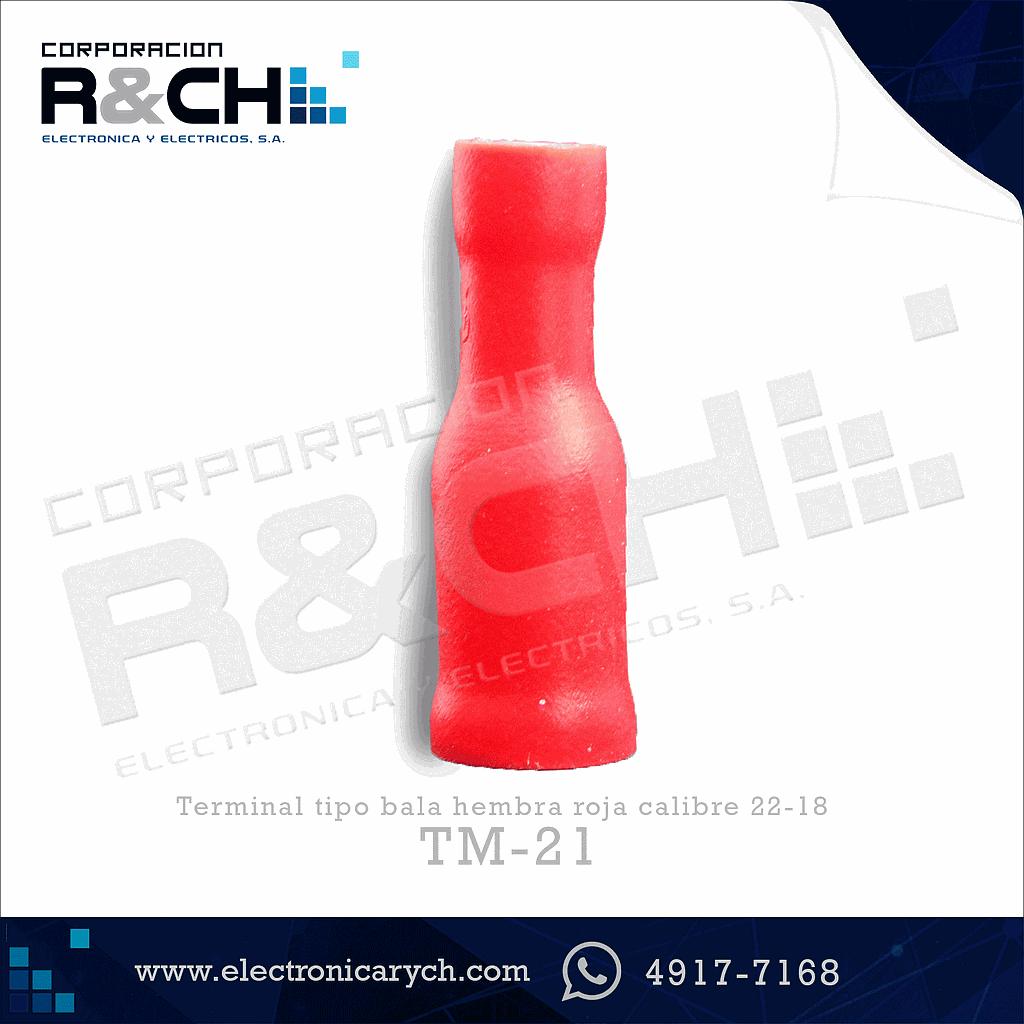 TM-21 Terminal tipo bala hembra roja calibre 22-18