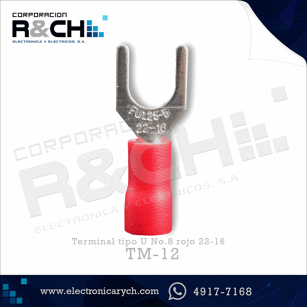 TM-12 terminal tipo U 22-16 rojo No.8