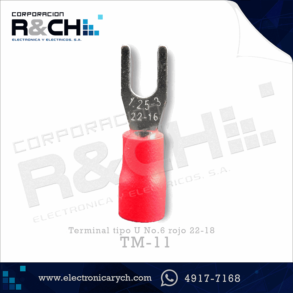 TM-11 terminal tipo U No.6 rojo 22-18