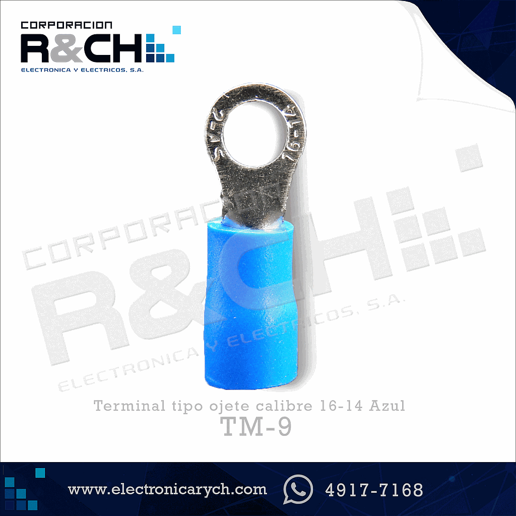 TM-9 Terminal tipo ojete calibre 16-14 azul