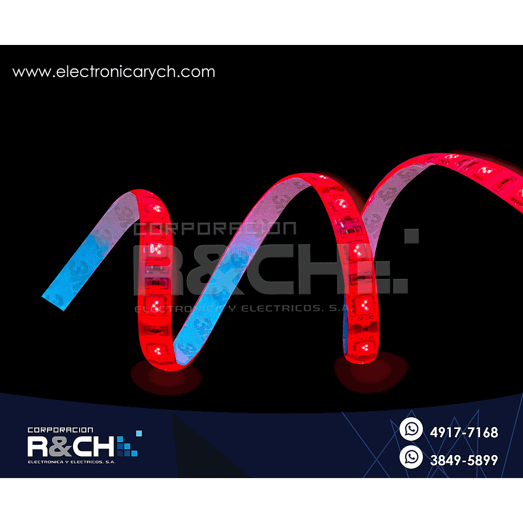 LD-5050TR tira LED flexible c-adhesivo rojo p/exterior 1 metro