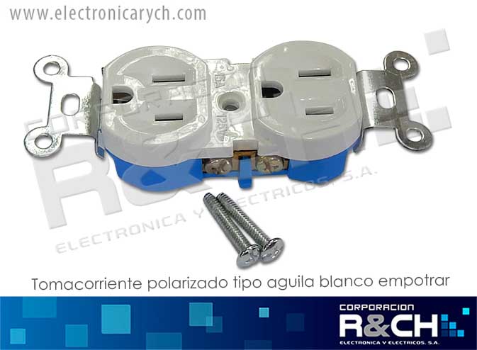 60-R02-W tomacorriente polarizado tipo aguila blanco empotrar
