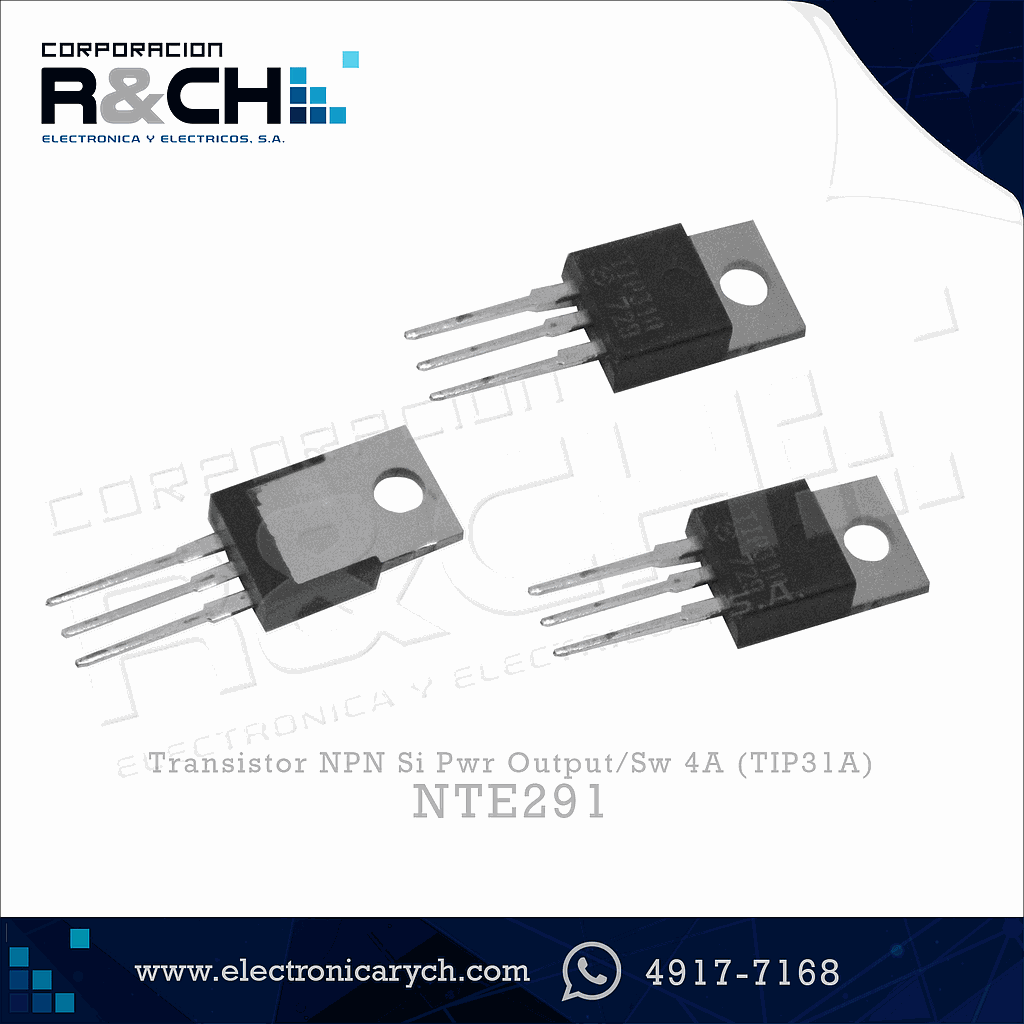 NTE291 Transistor NPN Si Pwr Output/Sw 4A (TIP31A)