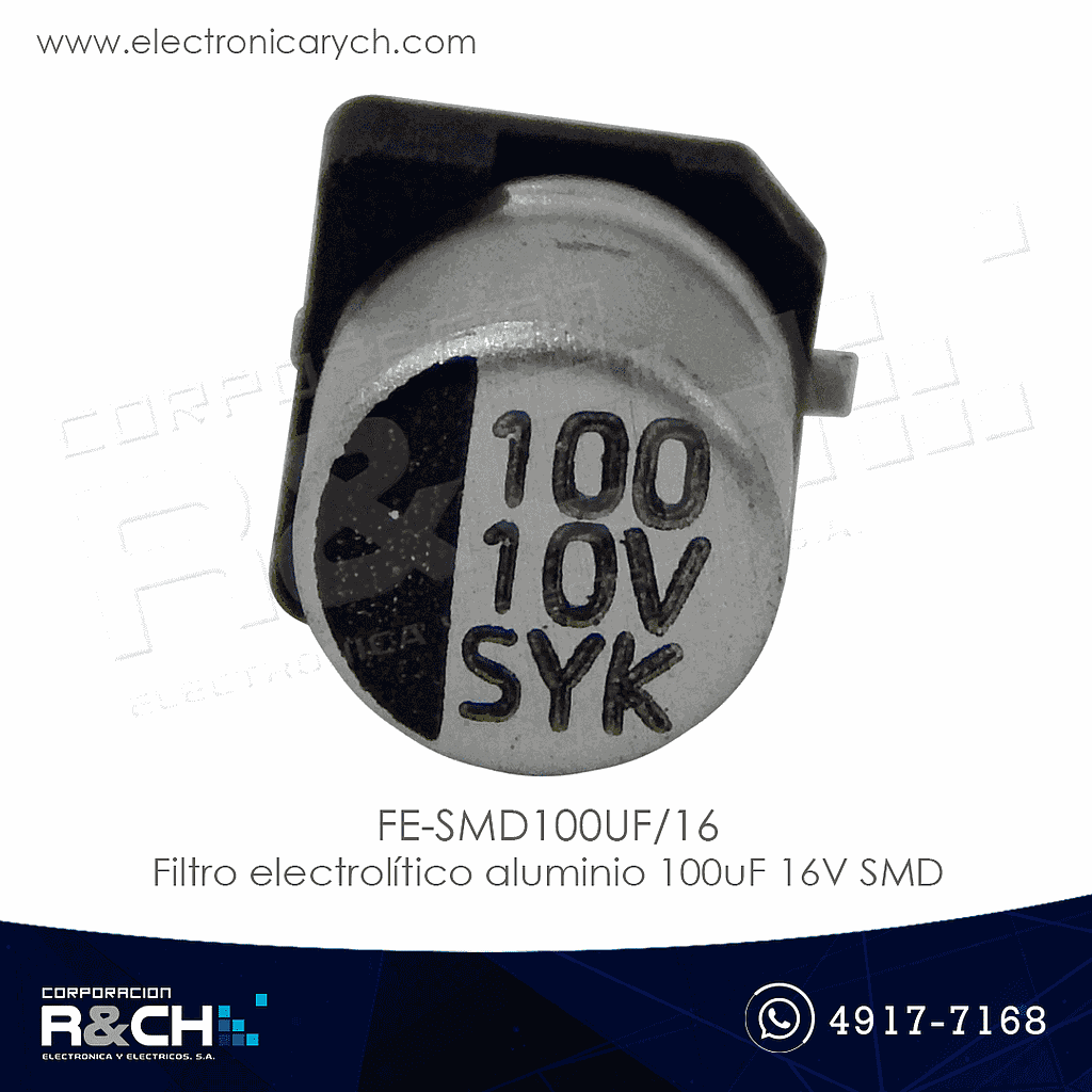 FE-SMD100UF/16 Filtro electrolítico aluminio  100uF 16V SMD