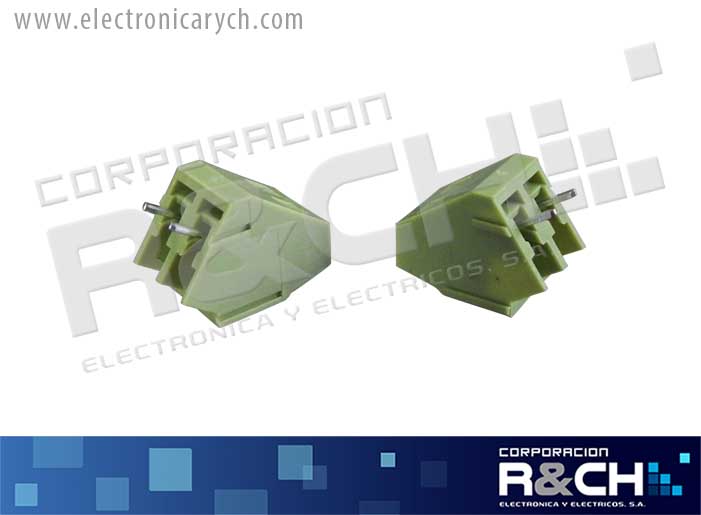 TN-2T35 Terminal Block 2 Tornillos 35º 10A 24-12AWG Verde