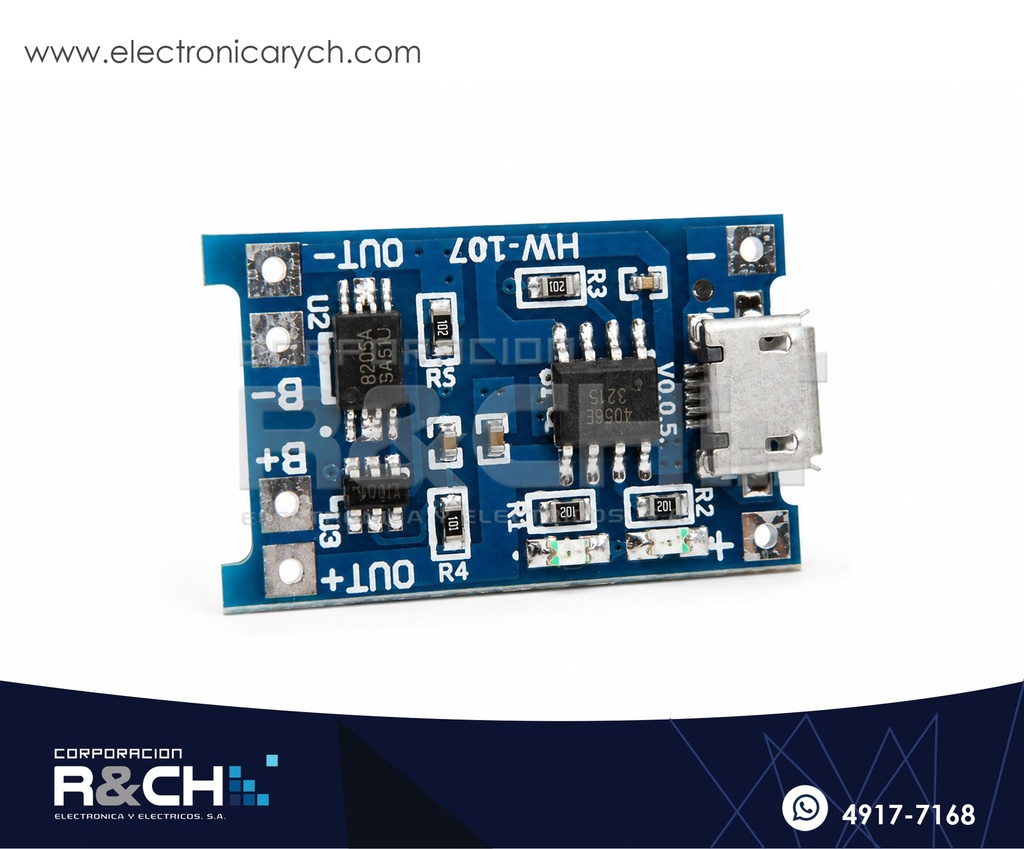 MD-18650 Modulo Cargador Bateria 18650 1A Vo=5, Micro USB