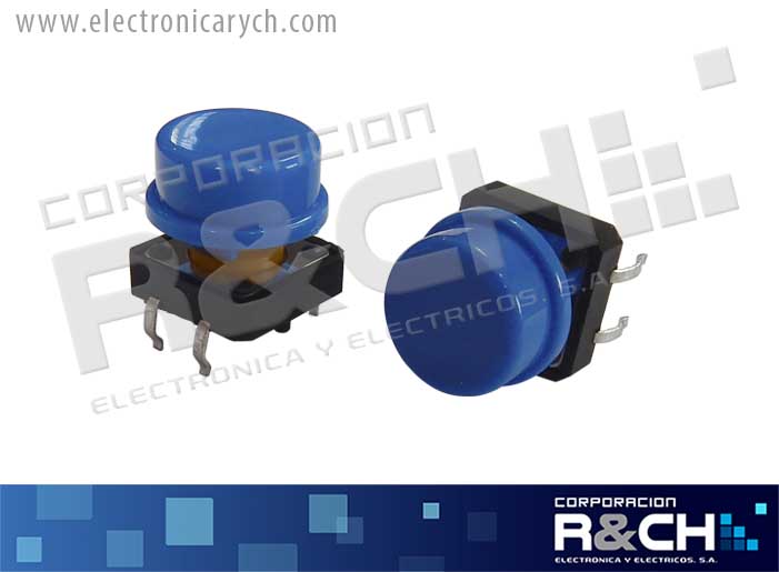 SW-718AZ switch pulsador 12x12x7.3mm 4 pin azul p/teclado