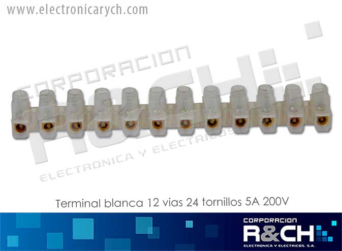 TB-0512 terminal blanca 12 vias 24 tornillos 5A 200V