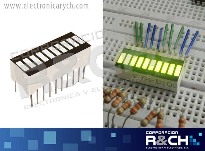 LD-KYXB10G LED bargraph 10 segmentos verde difuso