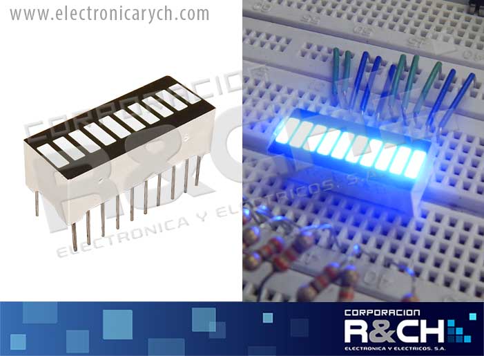 LD-KYXB10BB LED bargraph 10 segmentos azul