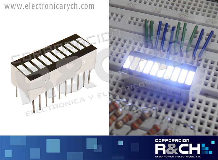 LD-KYXB10W LED bargraph 10 segmentos blanco