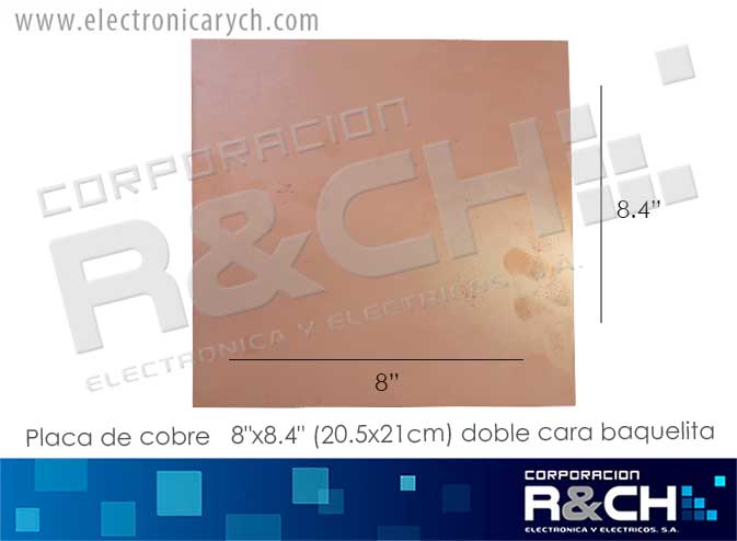 PC-C8D placa de cobre 8"x8.4" (20.5x21cm) doble cara baquelita