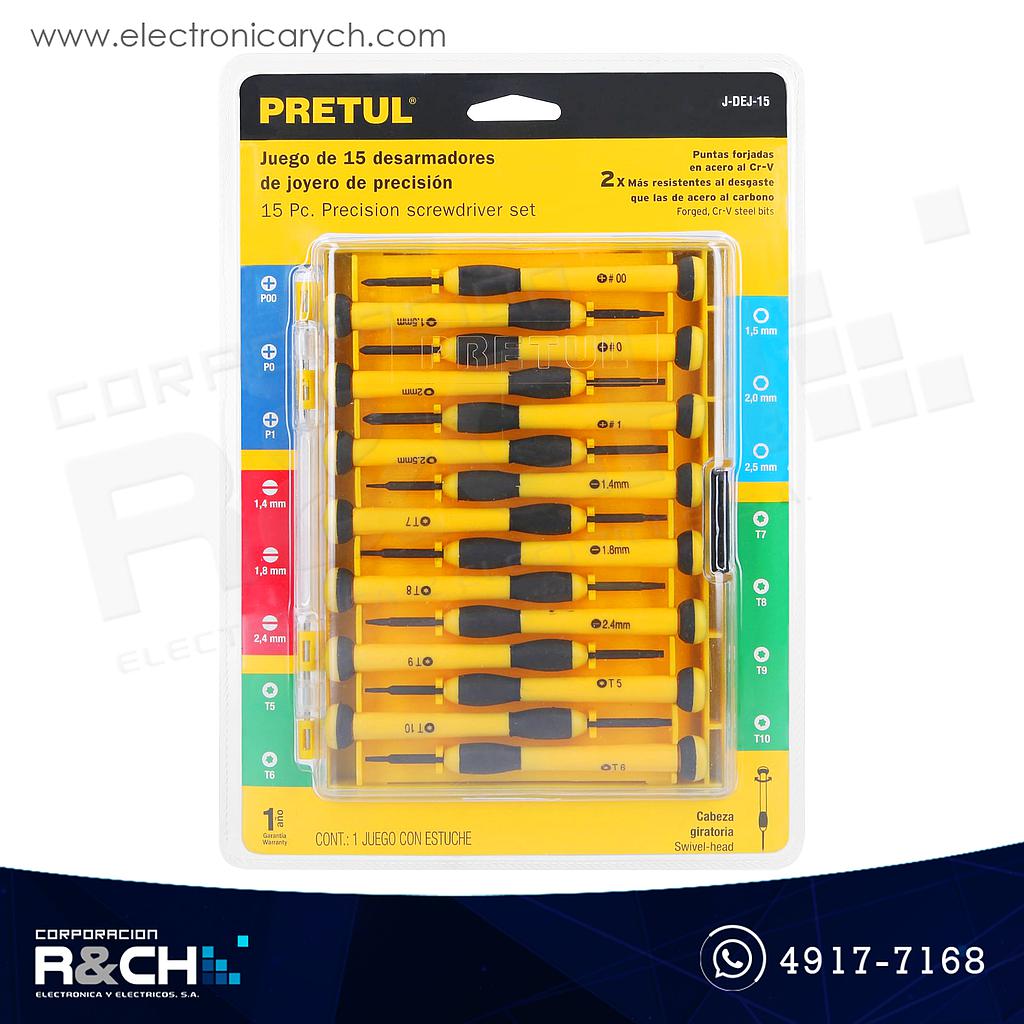 21383 Destornillador juego de 15 pcs de joyero largos o de precisión Pretul